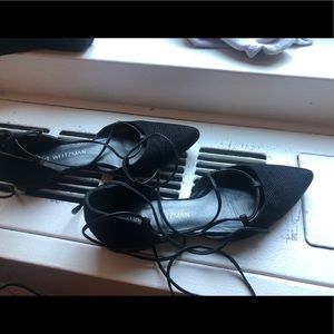 Stuart Weitzman  Black lace-up shoes